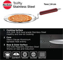 HAWKINS STAINLESS STEEL TRI-PLY TAVA WOODEN HANDLE 24CM (SSTV24) Hawkins