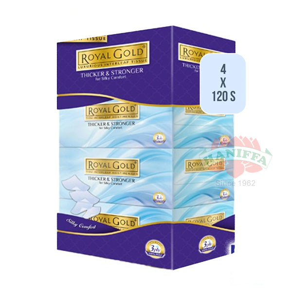 ROYAL GOLD LUXURIOUS FACIAL TISSUE 3PLY 4X120'S Royal Gold