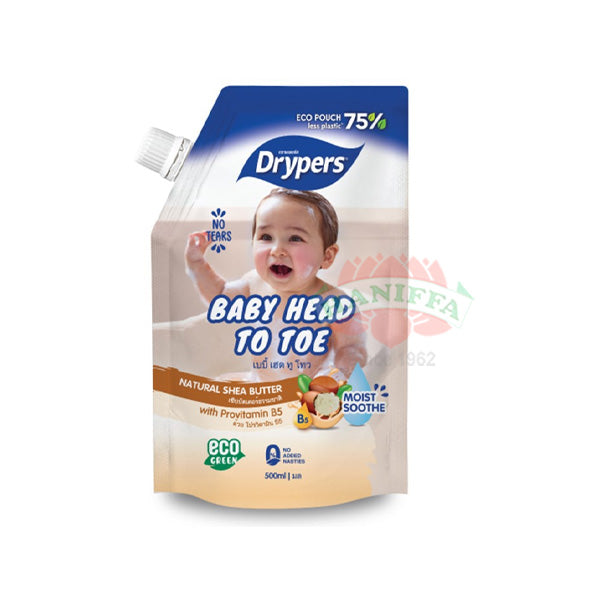 DRYPERS BABY HEAD TO TOE SHEA BUTTER 600ML (REFILL PACK) Drypers