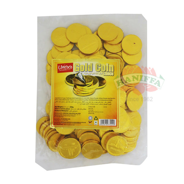 UNICOCO GOLD COIN CHOCO POUCH 400G Unicoco