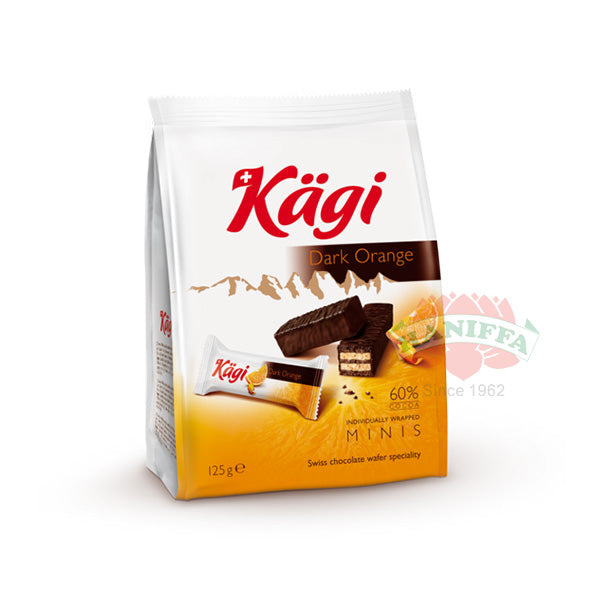 KAGI DARK ORANGE CHOCOLATE WAFER MINIS 125G Kagi