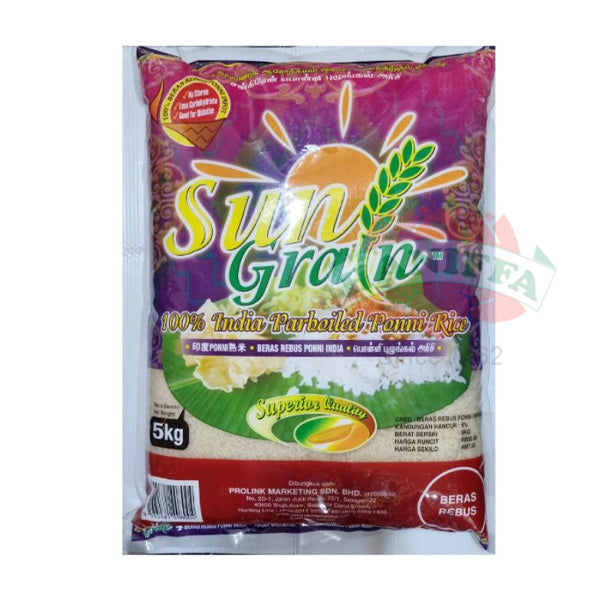 SUN GRAIN INDIA PARBOILED RICE 5KG Sun Grain