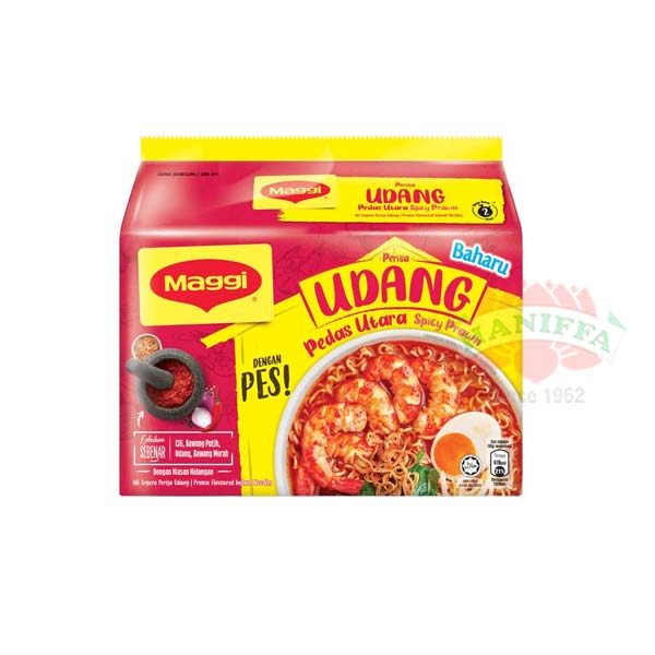 MAGGI UDANG NOODLES PEDAS UTARA SPICY PRAWN 5X89G Maggi