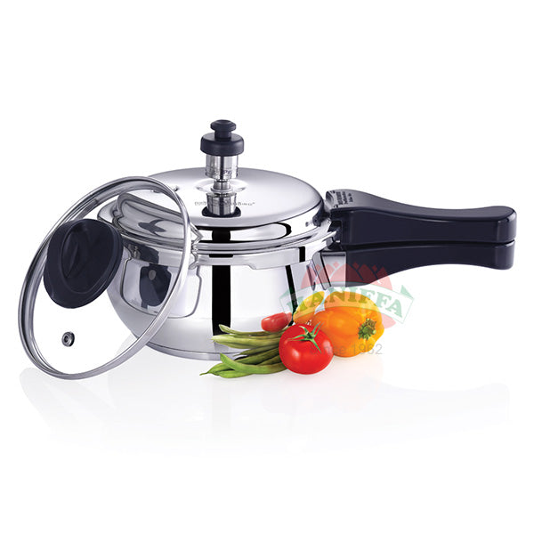 PREMIER STAINLESS STEEL INDUCTION BOTTOM HANDI PRESSURE COOKER WITH GLASS LID Premier