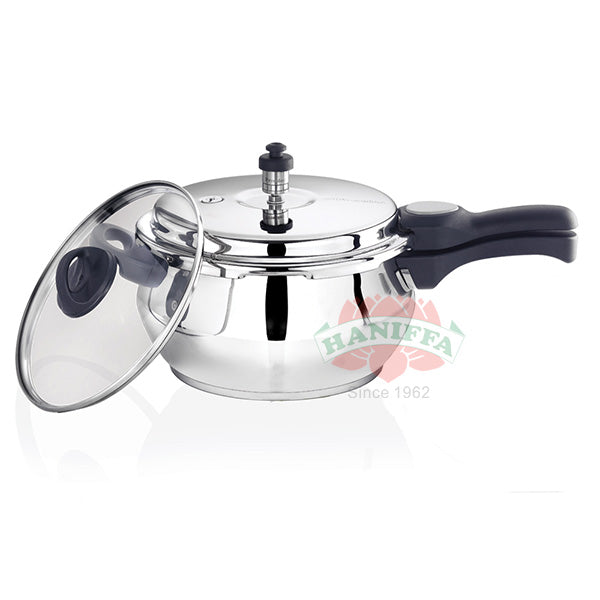 PREMIER STAINLESS STEEL INDUCTION BOTTOM HANDI PRESSURE COOKER WITH GLASS LID Premier