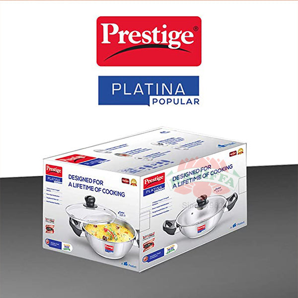 PRESTIGE PLATINA STAINLESS STEEL KADAI 26CM WITH LID Prestige